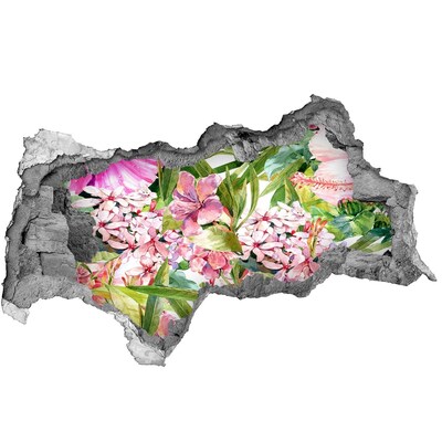 Nálepka 3D díra na zeď Květinový vzor