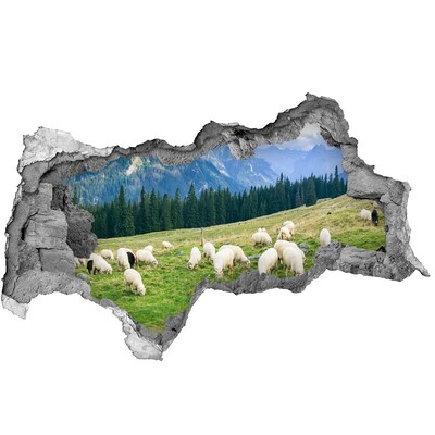 Díra 3D ve zdi nálepka Ovce v Tatrách