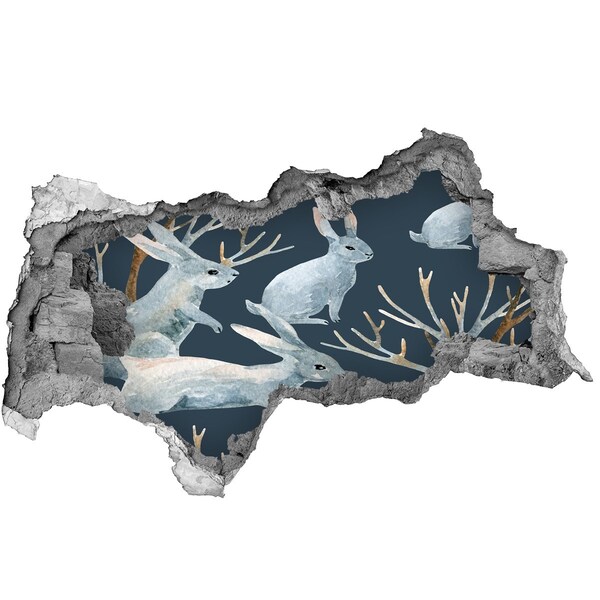 Díra 3D fototapeta nálepka Králík zima