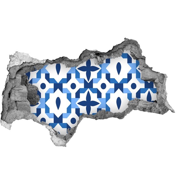 Fototapeta díra na zeď Modré vzory na zdi