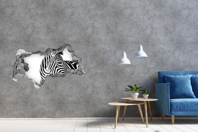 Díra 3D fototapeta nálepka Zebra v díře ve zdi