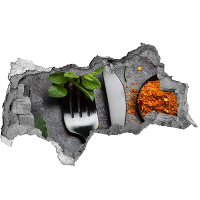 Nálepka 3D díra na zeď Kulinářský svět za zdí