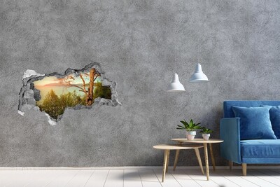 Díra 3D ve zdi nálepka Skandináie jezero