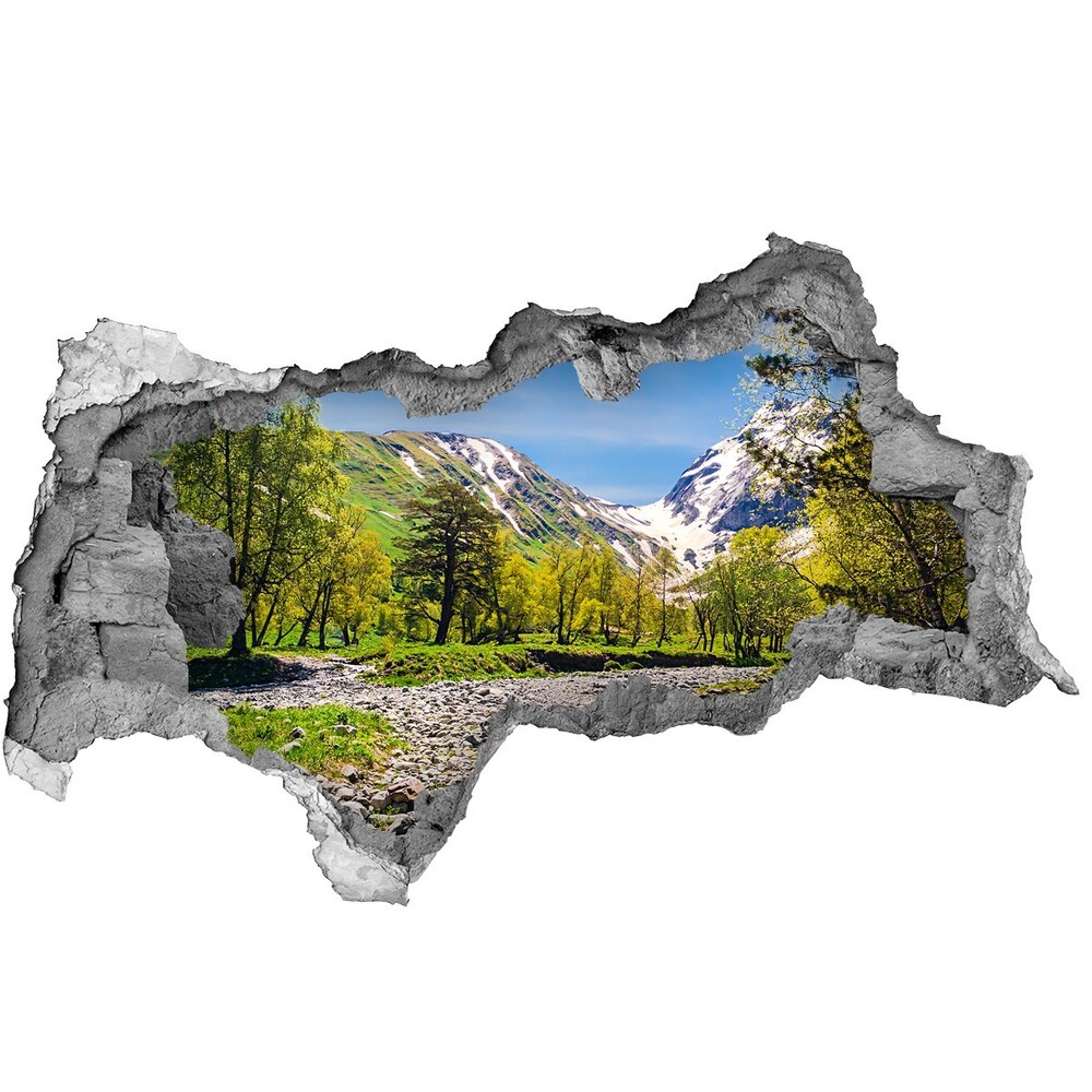 Díra 3D ve zdi nálepka Řeka v horách