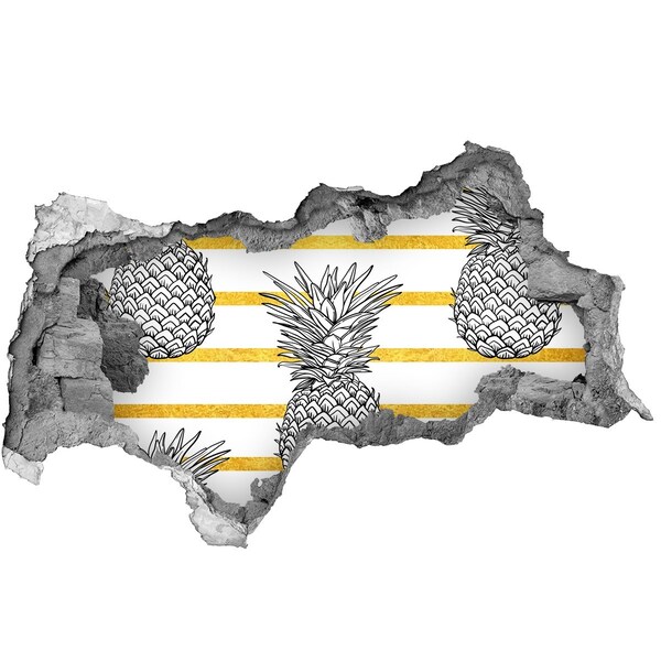 Samolepící nálepka beton Ananas na pozadí zlatých pruhů