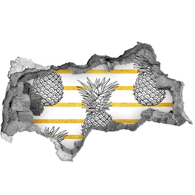 Samolepící nálepka beton Ananas na pozadí zlatých pruhů