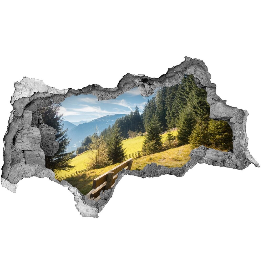 Díra 3D ve zdi nálepka Podzim v horách
