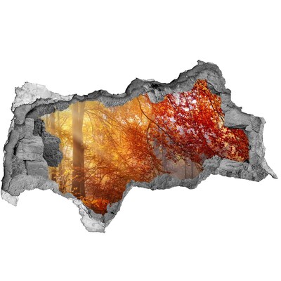 Díra 3D ve zdi nálepka Zlatý podzim v lese