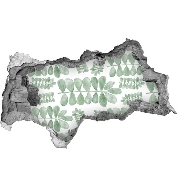 Nálepka 3D díra na zeď Zelené listy v díře ve zdi