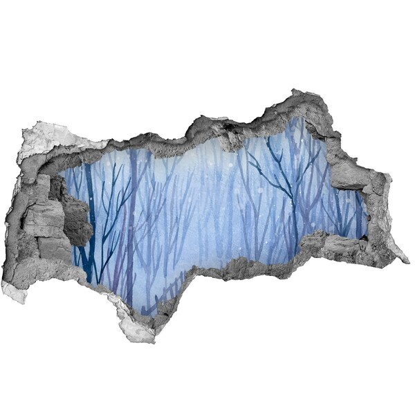 Díra 3D ve zdi nálepka Zimní krajina skrz díru ve zdi