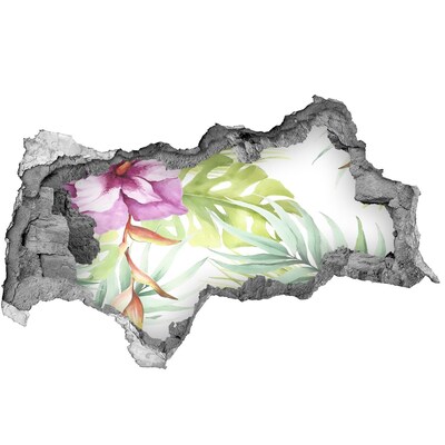Nálepka 3D díra na zeď Hawajské květiny