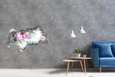 Nálepka 3D díra na zeď Hawajské květiny