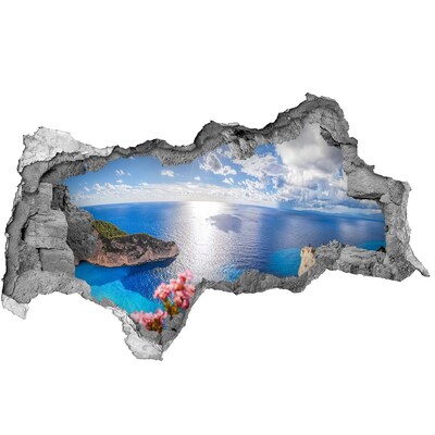 Díra 3D ve zdi nálepka Výhled z útesu nad mořem