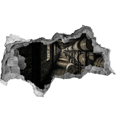 Fototapeta díra na zeď 3D Interiér sklepa s sudy