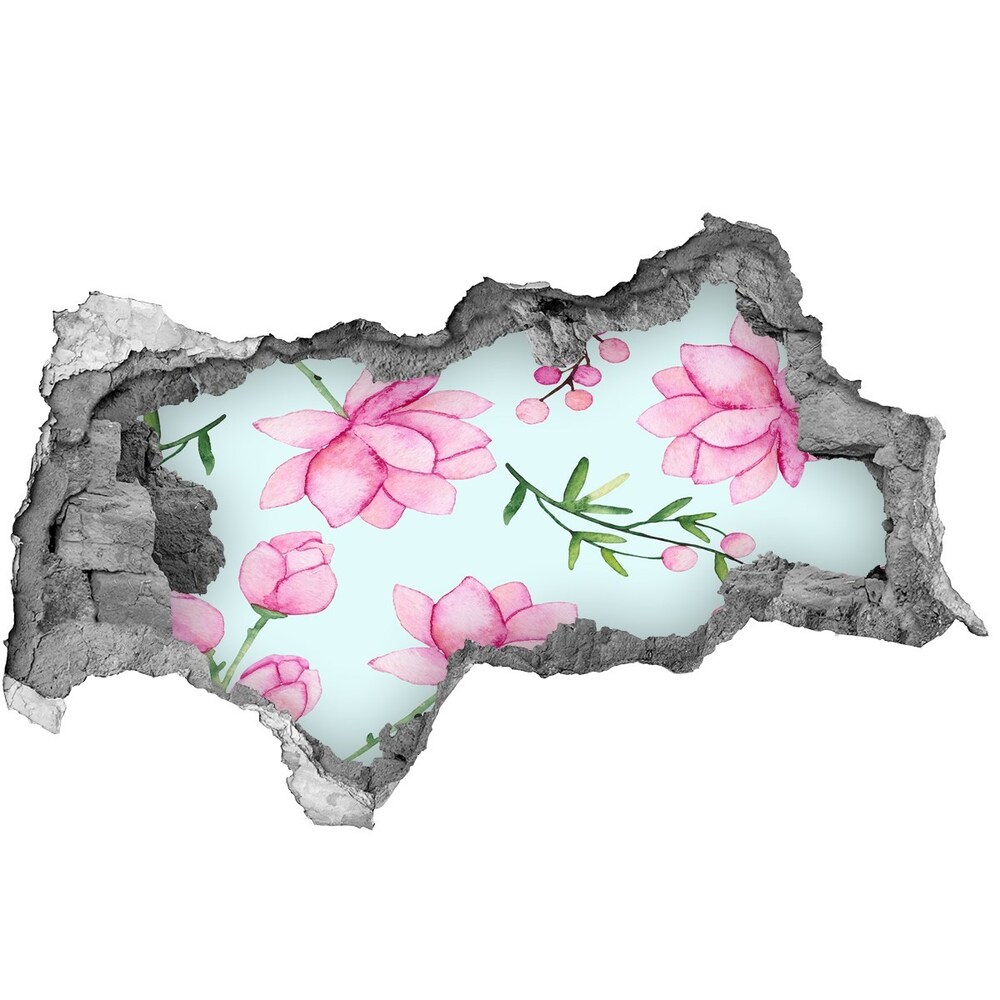 Nálepka 3D díra na zeď Květy a jahody