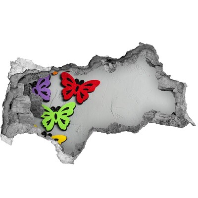 Díra 3D fototapeta nálepka Barevní motýli
