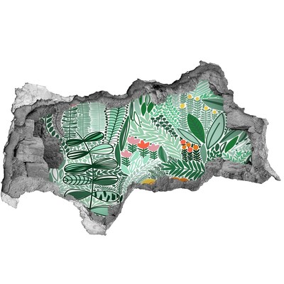 Nálepka 3D díra na zeď Díra ve zdi Květinová zahrada