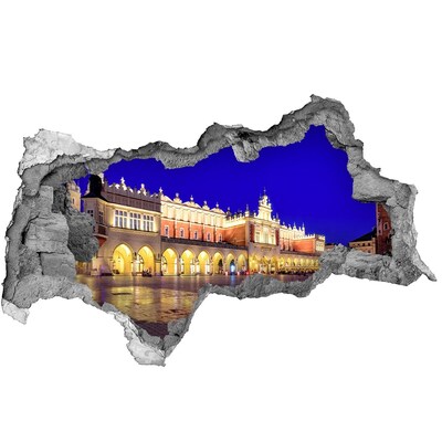 Fototapeta díra na zeď 3D Hlavní náměstí v Krakově v noci
