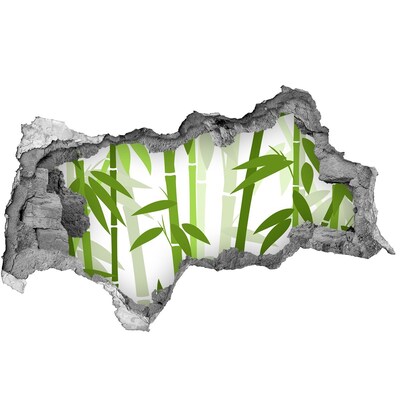 Nálepka 3D díra na zeď samolepící Bambus v díře ve zdi