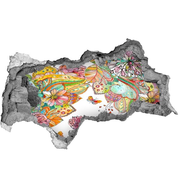 Díra 3D fototapeta nálepka Pták a ornamenty