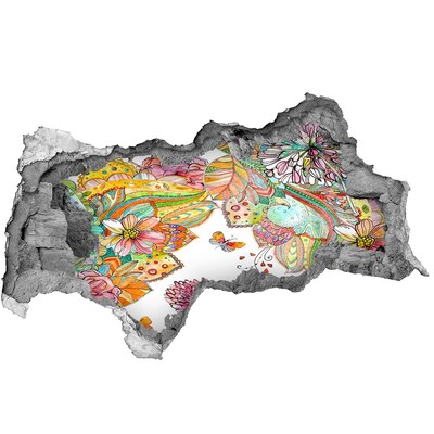 Díra 3D fototapeta nálepka Květinový ráj za zdmi