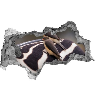 Díra 3D fototapeta nálepka Ptáci na hřbetě zebry