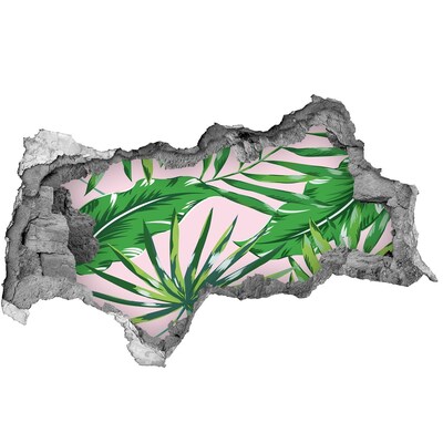 Nálepka 3D díra beton Tropická oáza v díře ve zdi