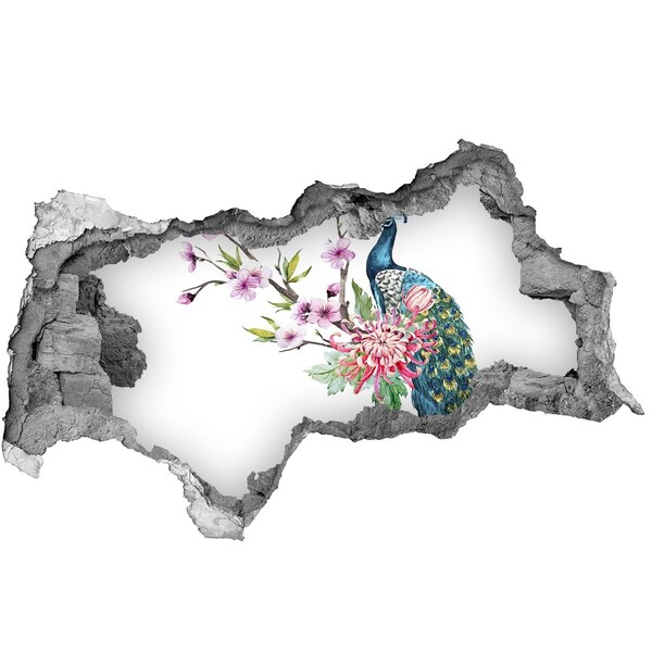 Díra 3D fototapeta na stěnu Páv mezi květinami