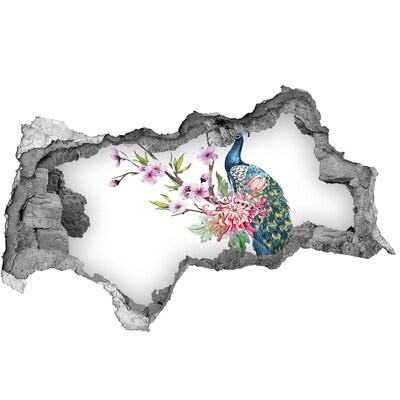 Díra 3D fototapeta na stěnu Páv mezi květinami