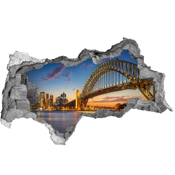 Díra 3D ve zdi nálepka Panorama Sydney