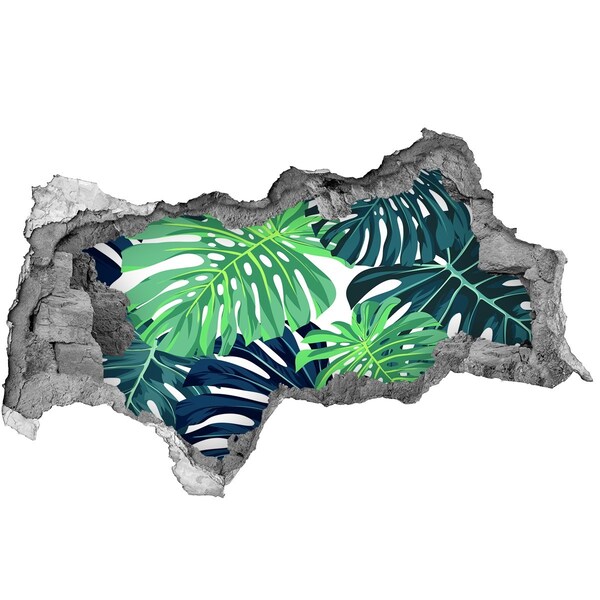 Nálepka 3D díra na zeď Tropický ráj v díře ve zdi