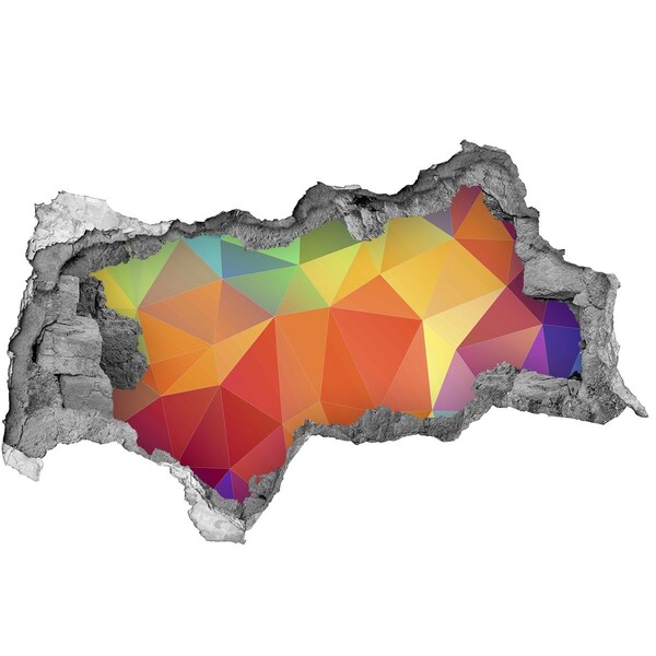 Samolepící díra na stěnu Barevná geometrie v díře ve zdi