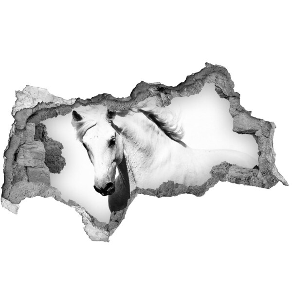 Fototapeta díra na zeď Bílý kůň v díře ve zdi