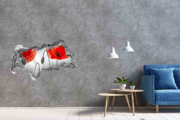 Samolepící nálepka na zeď fototapeta Květiny v díře ve zdi