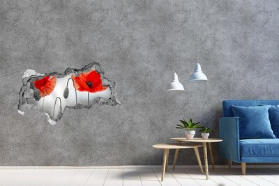 Samolepící nálepka na zeď fototapeta Květiny v díře ve zdi