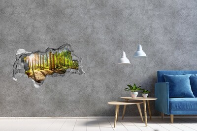 Díra 3D ve zdi na stěnu Panorama les