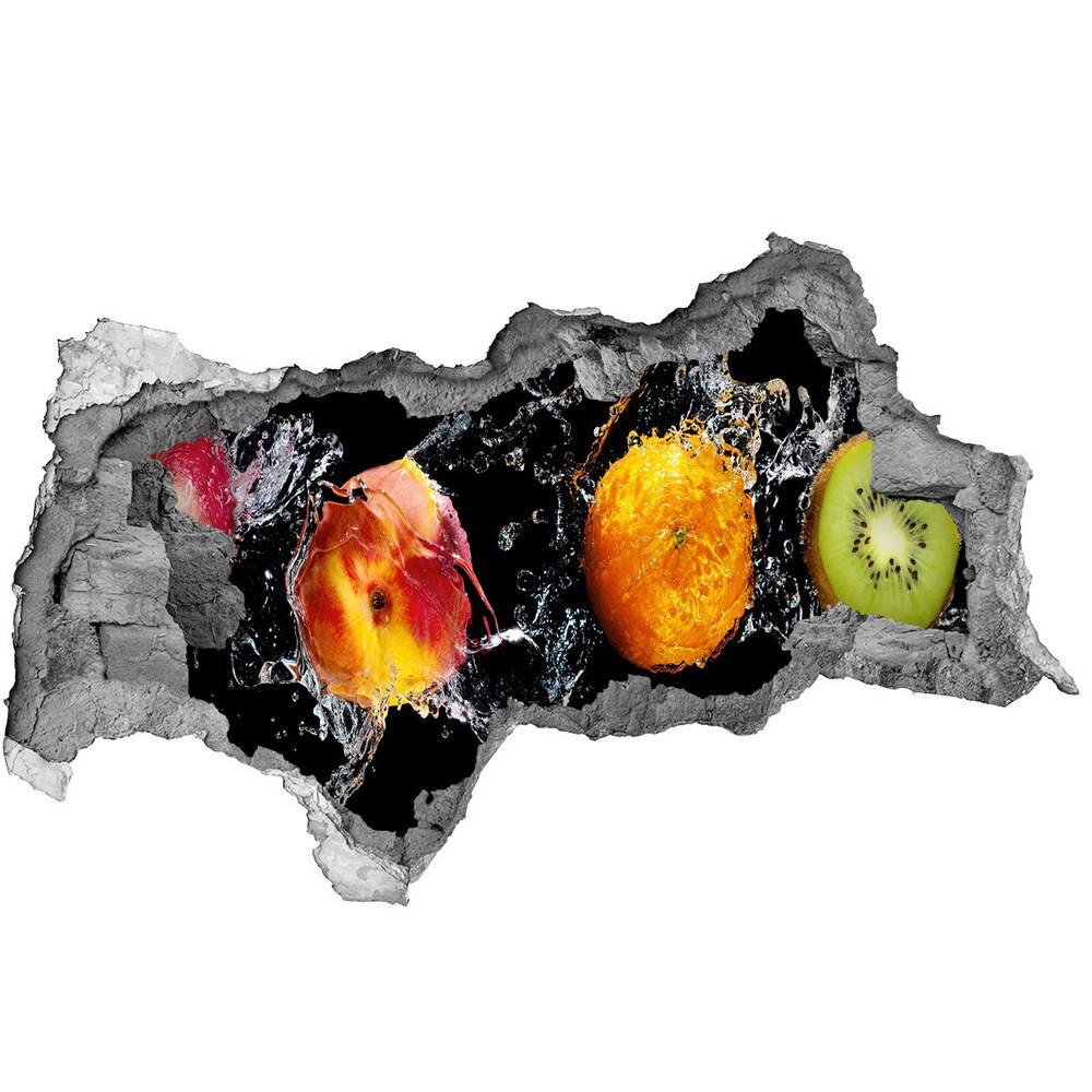 Nálepka 3D díra na zeď Ovoce a voda