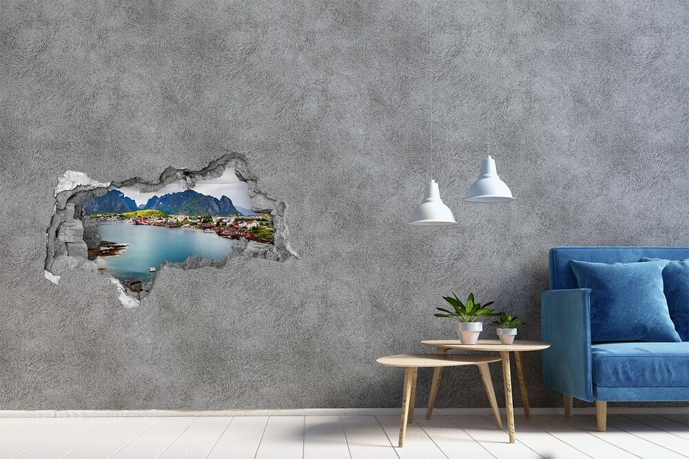 Díra 3D ve zdi nálepka Lofoty Norsko