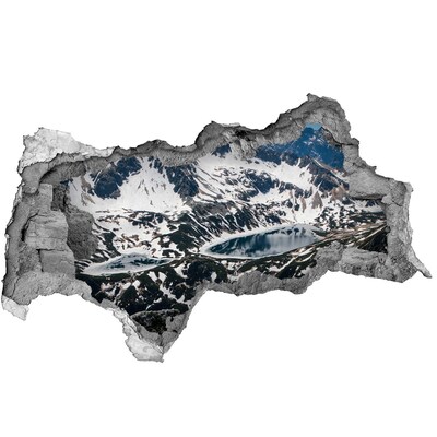 Díra 3D ve zdi nálepka Horské jezero v Alpách