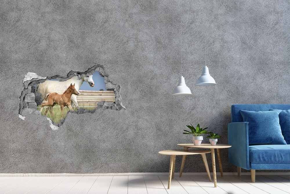 Díra 3D fototapeta na stěnu Kobyla s hříbětem