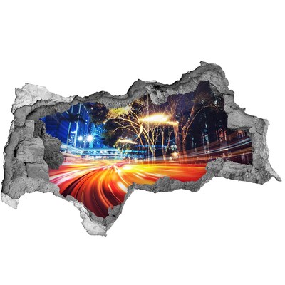 Fototapeta díra na zeď 3D Město v pohybu v noci