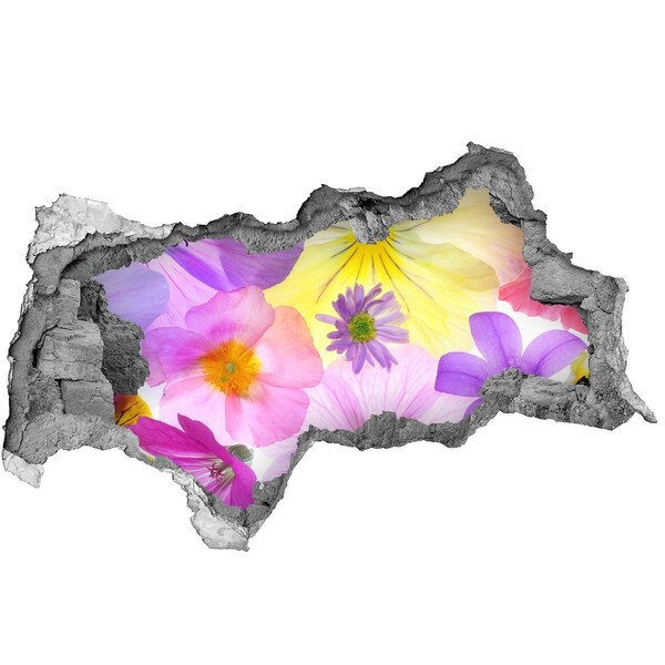 Samolepící nálepka fototapeta Květinový ráj skrz díru ve zdi