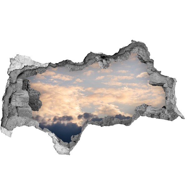 Díra 3D ve zdi nálepka Obloha v oblacích