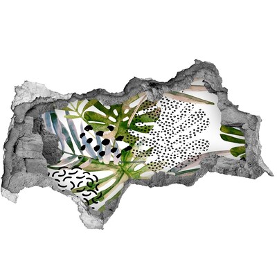 Nálepka 3D díra na zeď Tropická zahrada s dírou ve zdi