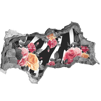 Nálepka 3D díra na zeď Květinový záběr z betonu