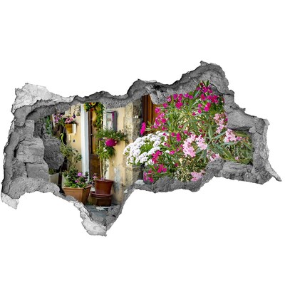 Fototapeta díra na zeď 3D Květinový koutek ve městě