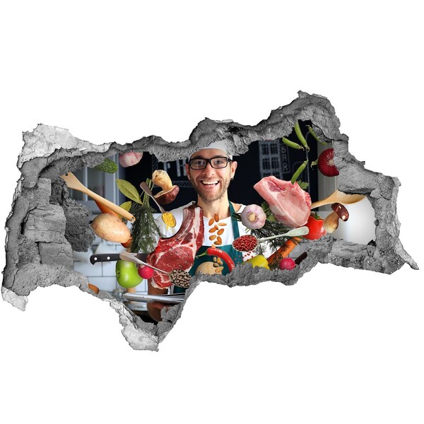 Nálepka 3D díra na zeď Kuchyňské šílenství