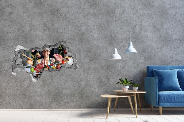 Nálepka 3D díra na zeď Kuchyňské šílenství