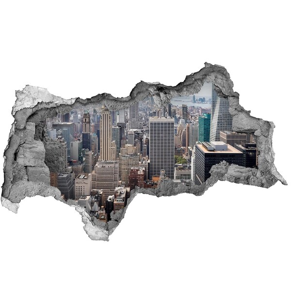 Fototapeta díra na zeď 3D Pohled na město z díry ve zdi