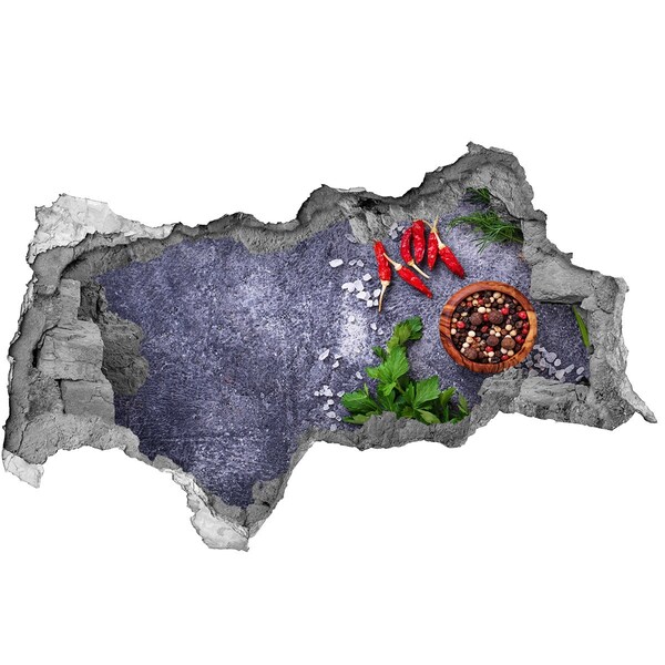 Nálepka 3D díra Kuchyňské inspirace s kořením